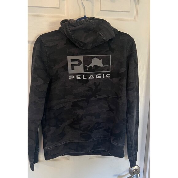 Pelagic Grey & Black Camo Long Sleeve Youth Hoodie Size Medium - Picture 5 of 9